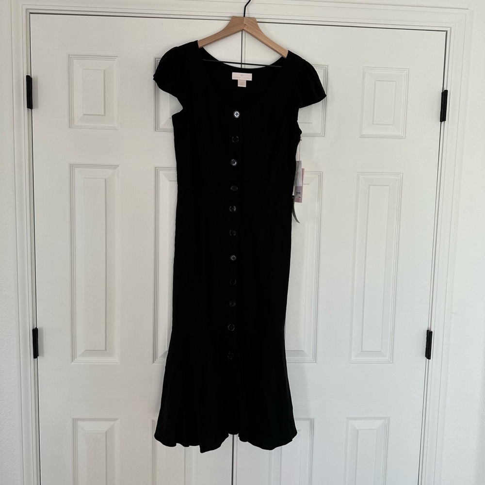 Rachel parcell black linen blend dress